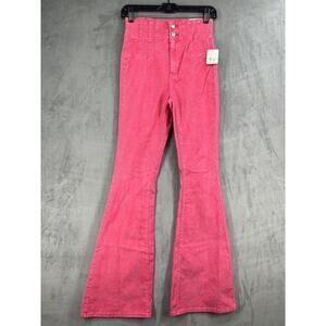 Free People Jayde Cord High Rise Flare Corduroy Pants Size 25 Honey Suckle Pink